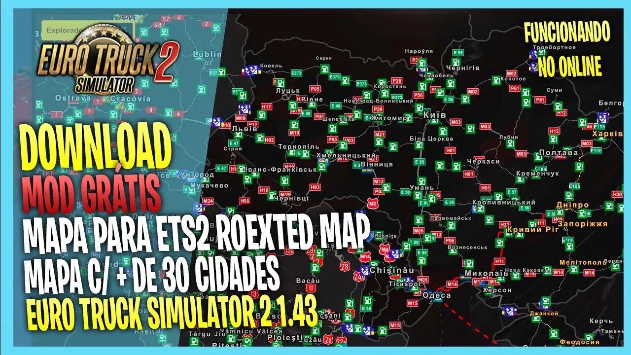 ▶️ETS2 1.43 MAPA GRÁTIS PARA EURO TRUCK SIMULATOR 2 Roextended MAP 1 43