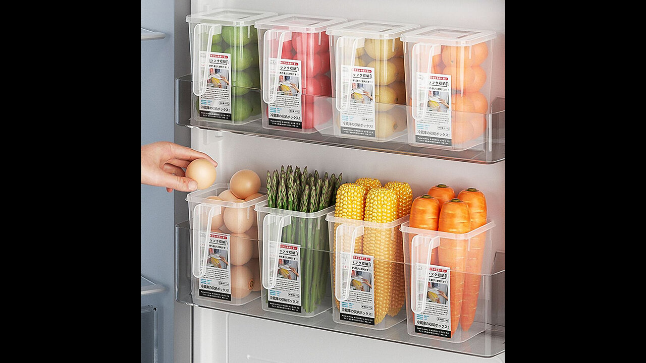 Refrigerator Side Door Storage Box Food Vegetable Fruit Eggs Fresh Organizer with Handle