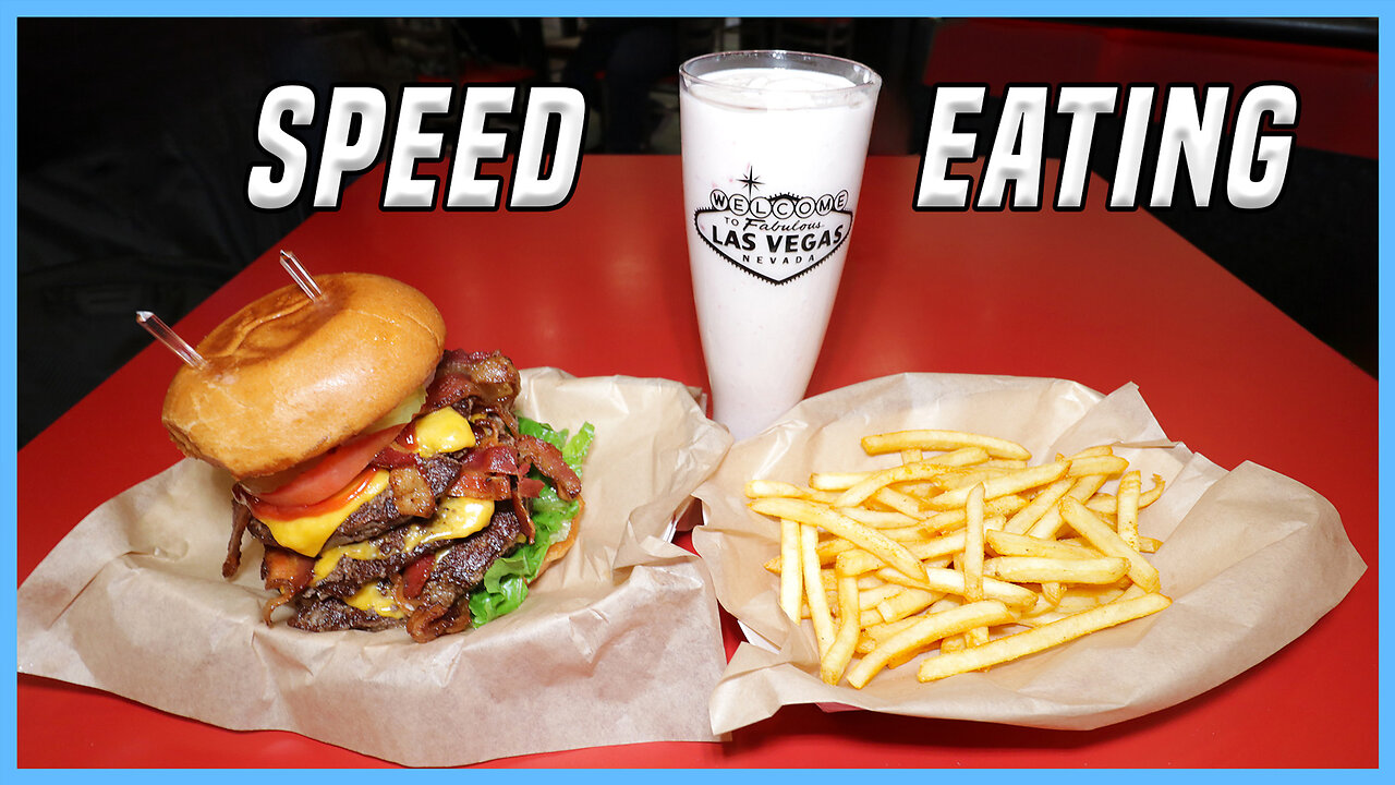 Quadruple Bacon Cheeseburger Speed Eating Challenge in Las Vegas!