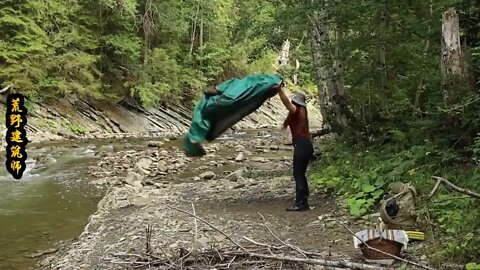 2 -- Camping in the forest. The tent was set up on the river. It was much more comfortable.