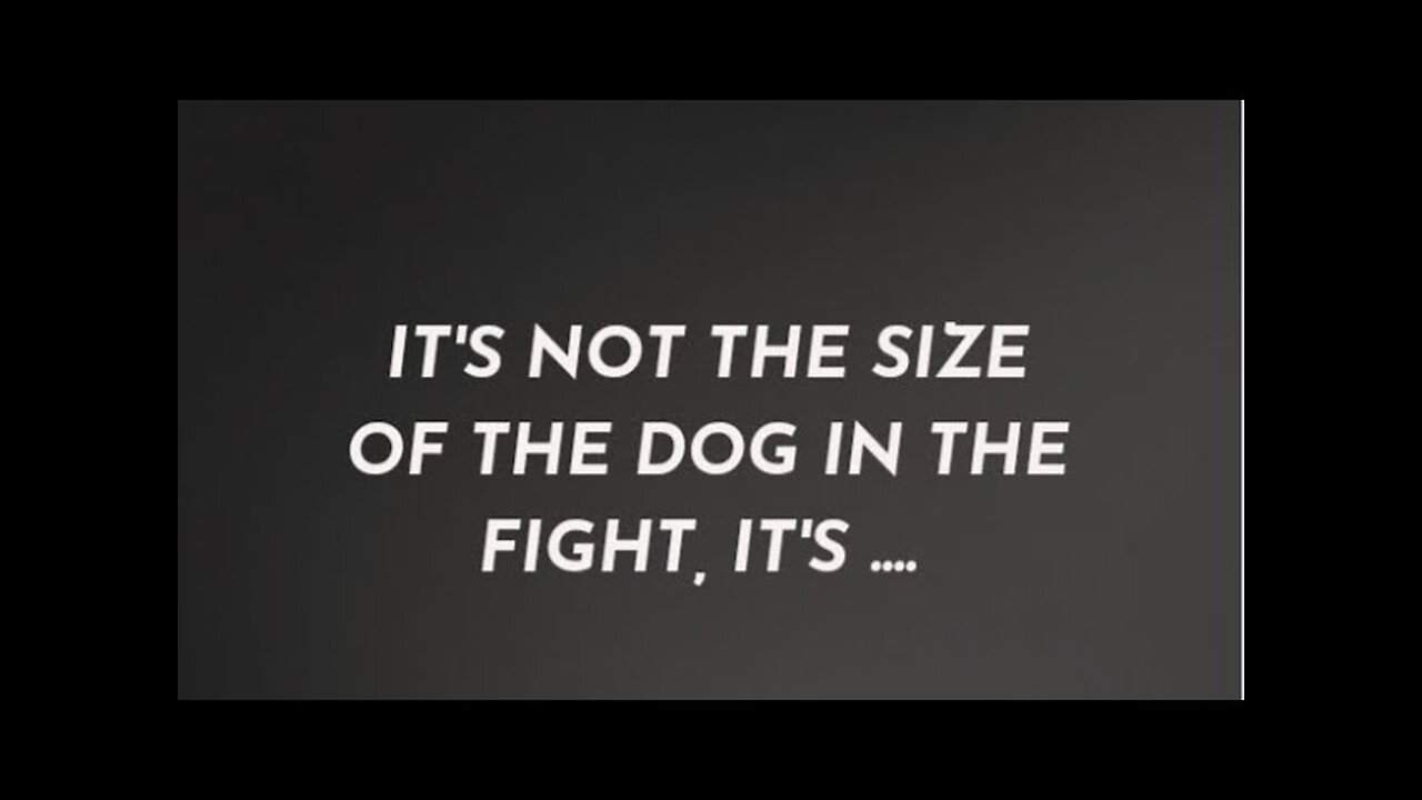 It's not the size of the dog in the fight, it's the size of the fight in the dog