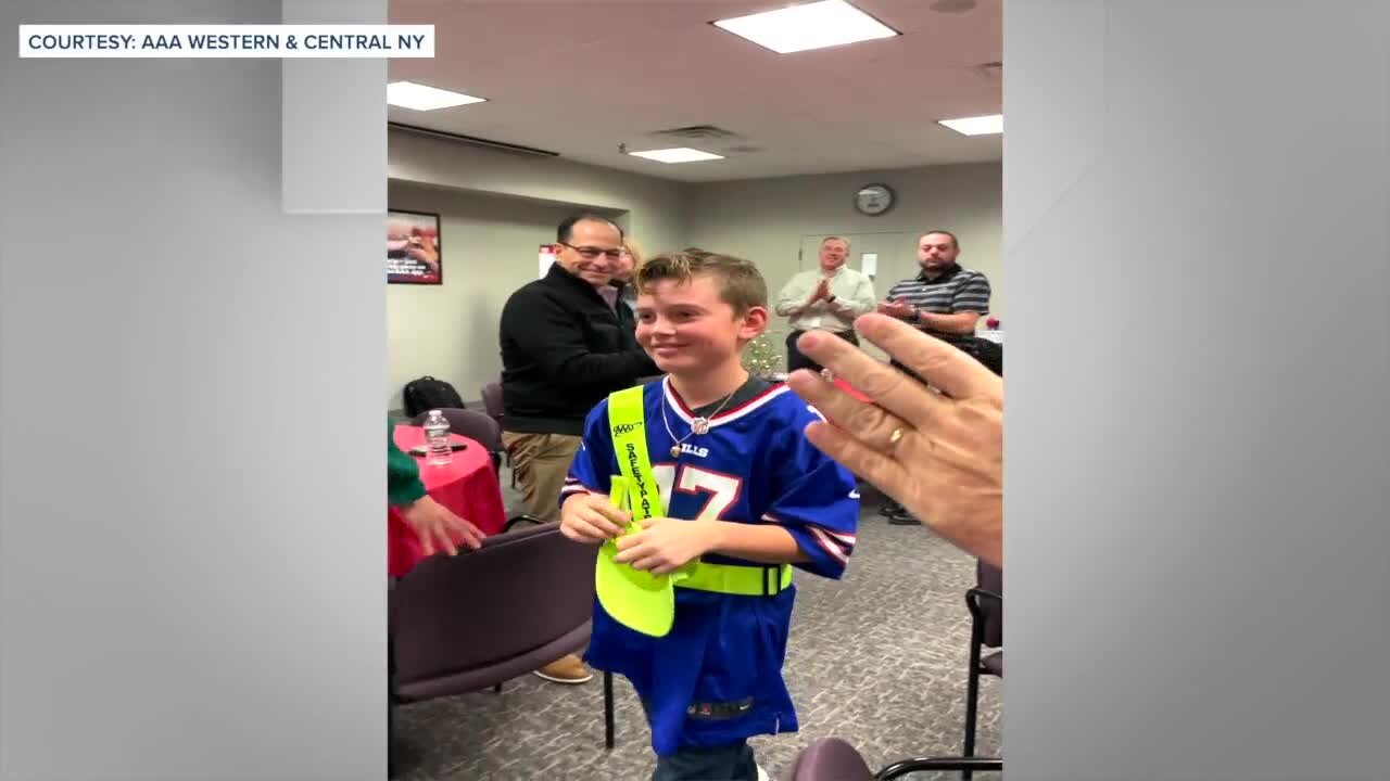 Lockport student gets surprise visit from Bills star after helping his community