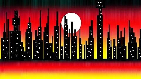 Beautiful Moonlight Night Sky City Drawing in MS Paint