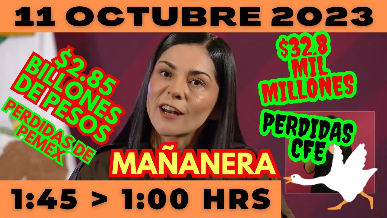 💩🐣👶 AMLITO | Mañanera *Miércoles 11 de Octubre 2023* | El gansito veloz 1:45 a 1:00.
