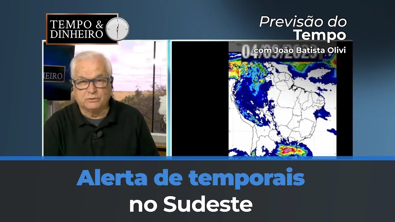 Alerta de temporais no Sudeste e temperaturas mais baixas no Sul com novas geadas.