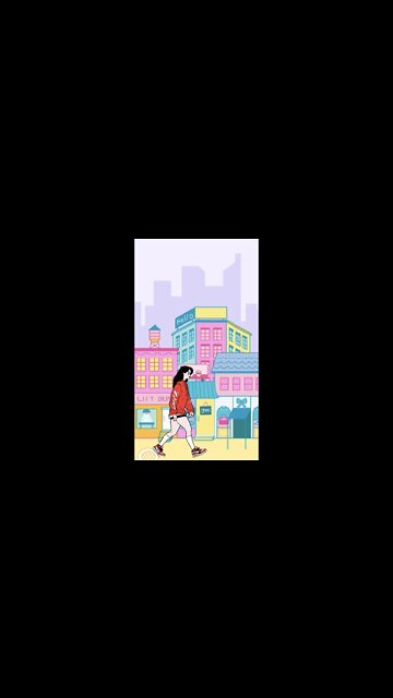 shorts shortsbetter animation girl walkthrough the city street market shops colorful 2danimation