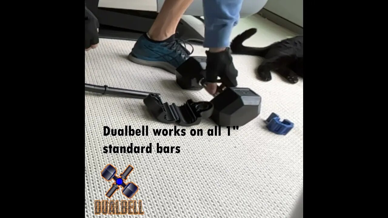 Dualbell- Dumbbell to Barbell Connector Works on EZ-Curl Bar and Others