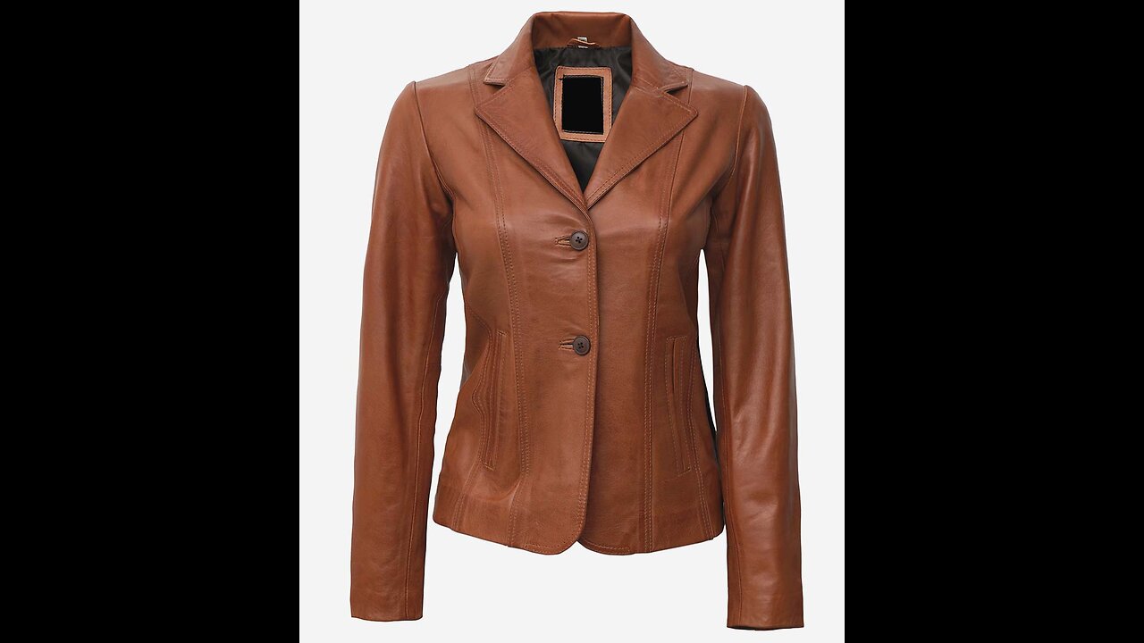 Women Two Button Leather Blazer