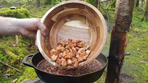 Lemon Crunchy Chicken cooked in the middle of the forest ASMR | Маринованная курица в лимонном соке