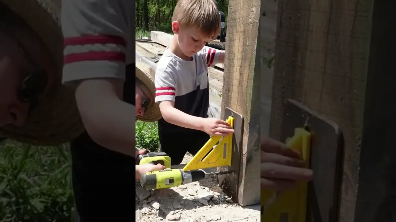 Installing a Post #diy #barnbuild #woodworking #homestead