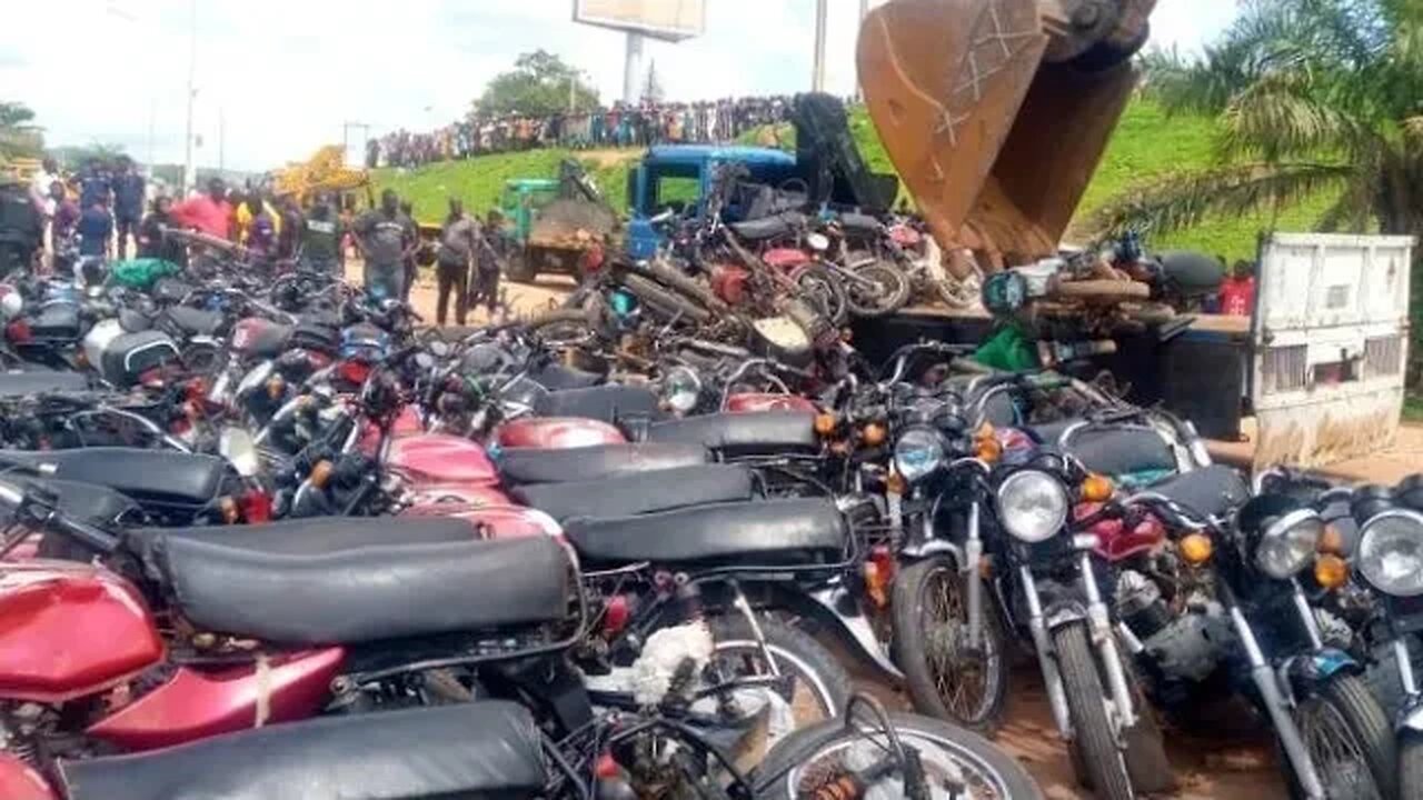 FCTA task force crushes over 400 impounded motorcycles in Abuja