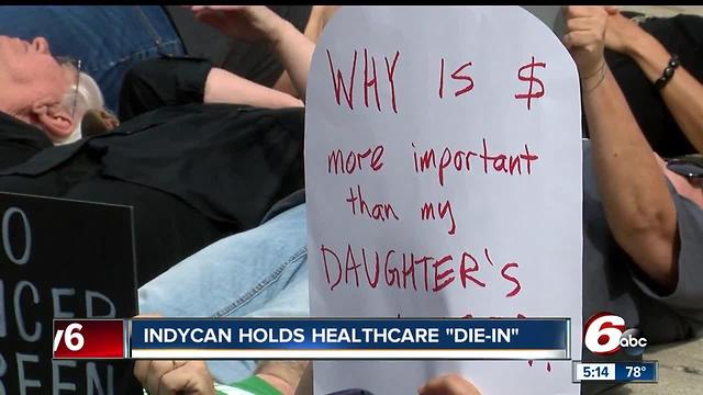 IndyCan holds Healthcare "Die-In" downtown