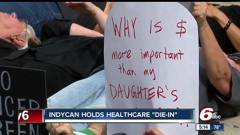 IndyCan holds Healthcare "Die-In" downtown