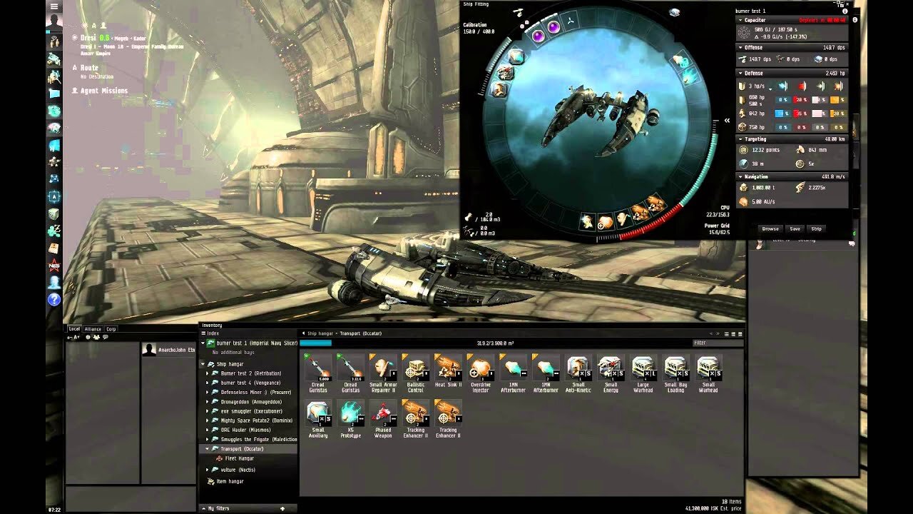 Eve Online: Burner Missions on the Test Server w/ a Navy Slicer