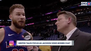 Blake Griffin talks 'focus' as Reggie Jackson photobombs