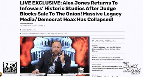 💥🔥💥 EXCLUSIVE: Alex Jones Returns To Infowars - FULL SHOW 11/15/24 - Onion Hoax