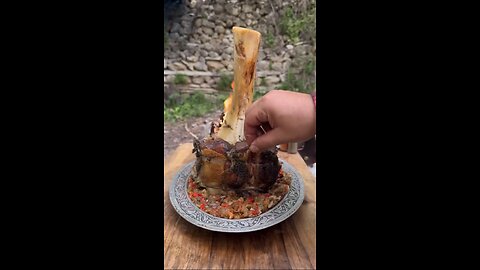 Cooked and extremely delicious leg of calf