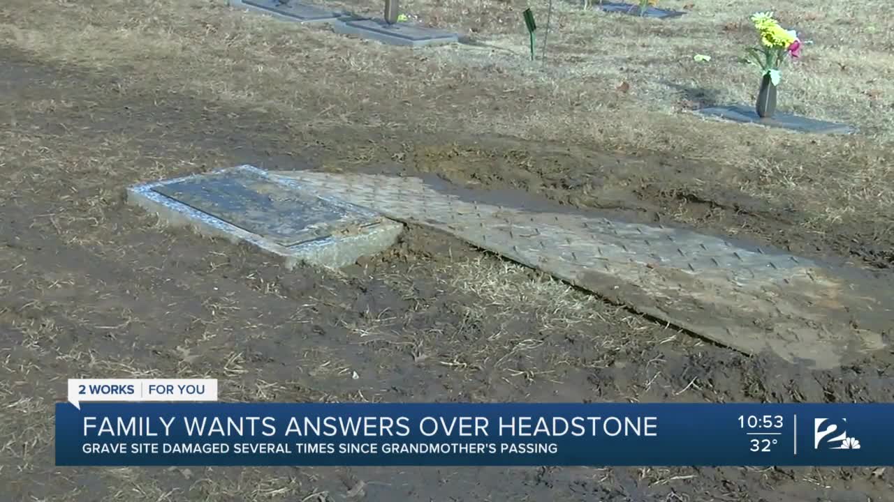 Family upset after gravesite repeatedly damaged