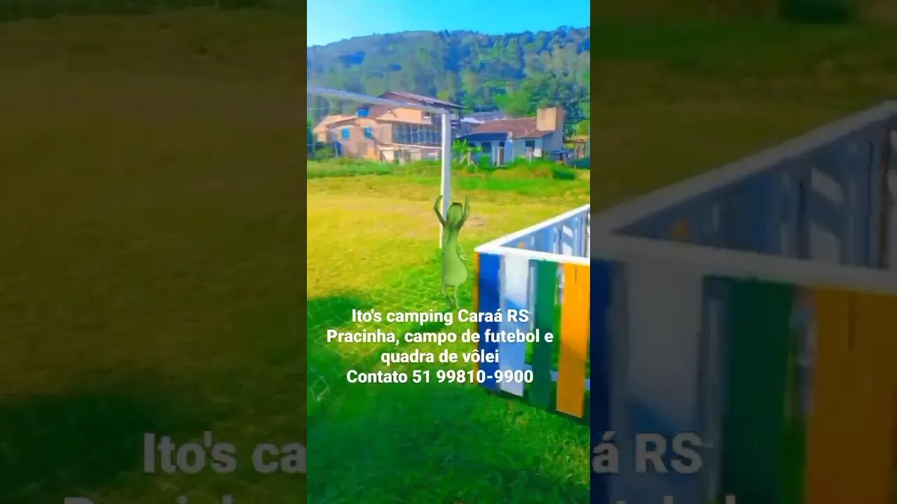 Campo de futebol, quadra de vôlei e pracinha infantil do Camping do Airton em CARAÁ RS -51 9810-9900