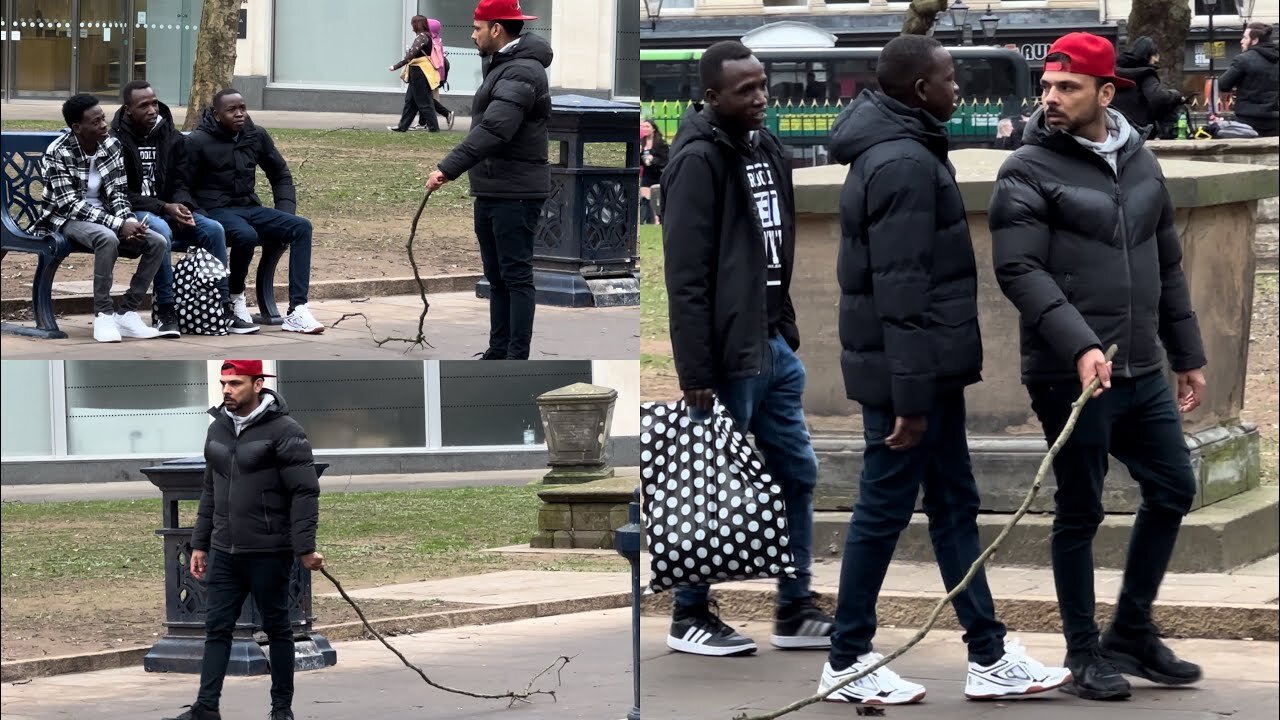 Walking with massive stick in public they nearly hit me| latest by joker pranks 2024