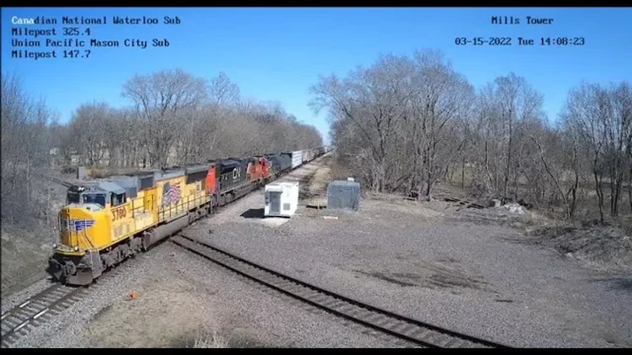 WB CN L571 Manifest with UP 3780 Leading at Mills Tower on March 15, 2022 #Steel Highway#