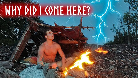 Caught in a THUNDERSTORM⚡3 Day PRIMITIVE Camping at Sea [1 Hour Movie]