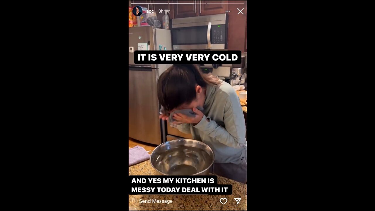 AOC Dunks Her Face In Ice Water On Instagram