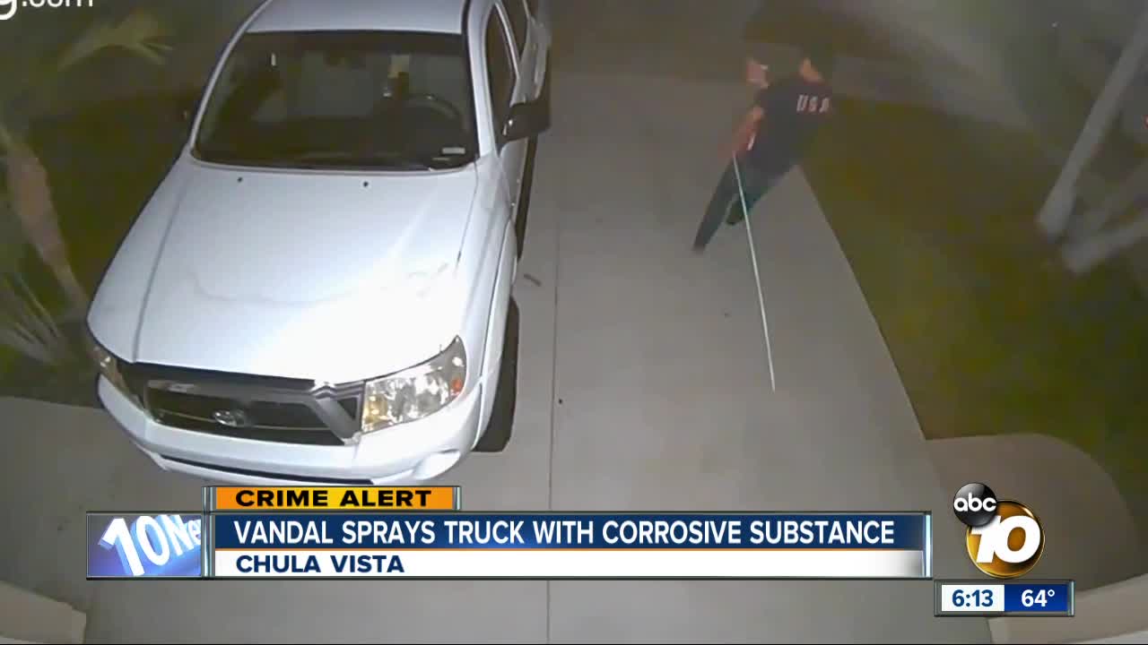 Chula Vista vandal sprays truck with corrosive substance