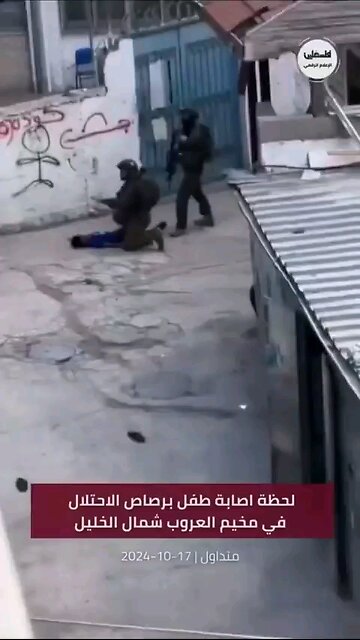 Israeli soldiers hunt down 5 year olds boy in Hebron. They literally kill children for a sport..💔