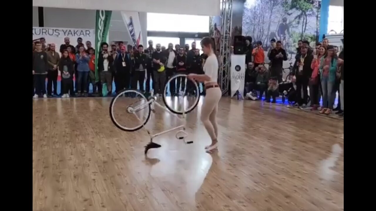 Lady with Amazing Cycling Skill