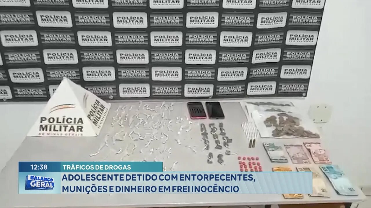 Tráfico de Drogas: Adolescente Detido com Entorpecentes, Munições e Dinheiro em Frei Inocêncio.