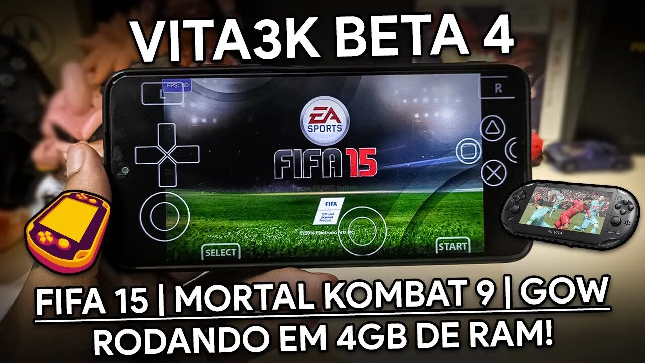 NOVO VITA3K BETA 4! | MORTAL KOMBAT 9 E FIFA 15! | Vita3K Beta 4 PSVITA PARA ANDROID!