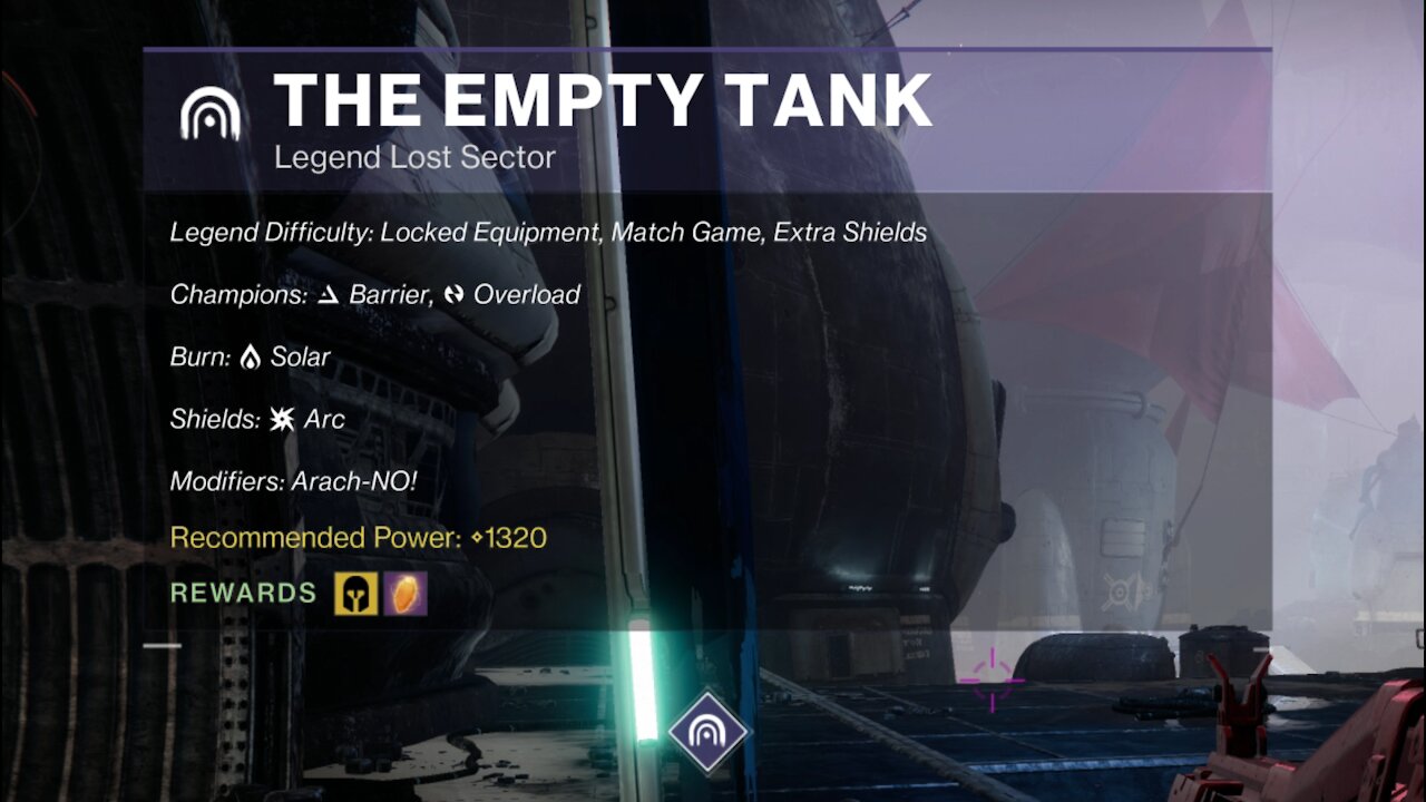 Destiny 2 Legend Lost Sector: The Empty Tank on the Tangled Shore 9-29-21