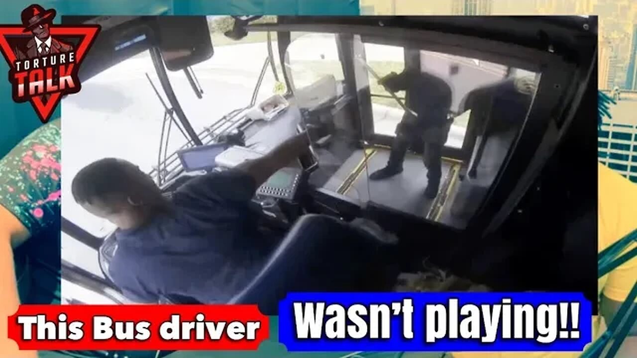 (((Actual footage))) Watch a bus driver get into a shoot out with a thug.