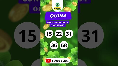 🍀 Resultado QUINA 6094 | Sentindo Sorte #shorts