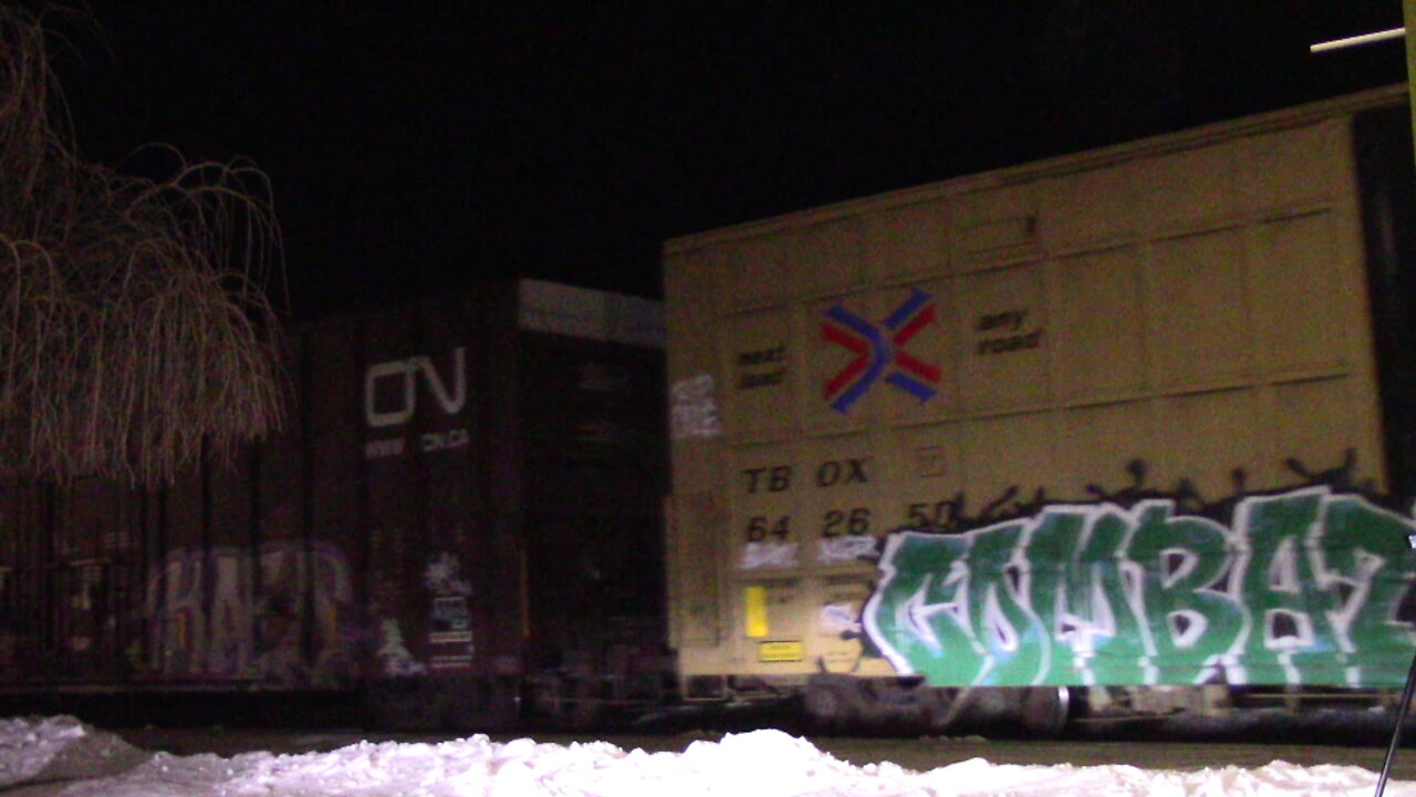 Manifest Train CN 3221 & CN 2874 Engines Westbound In Ontario