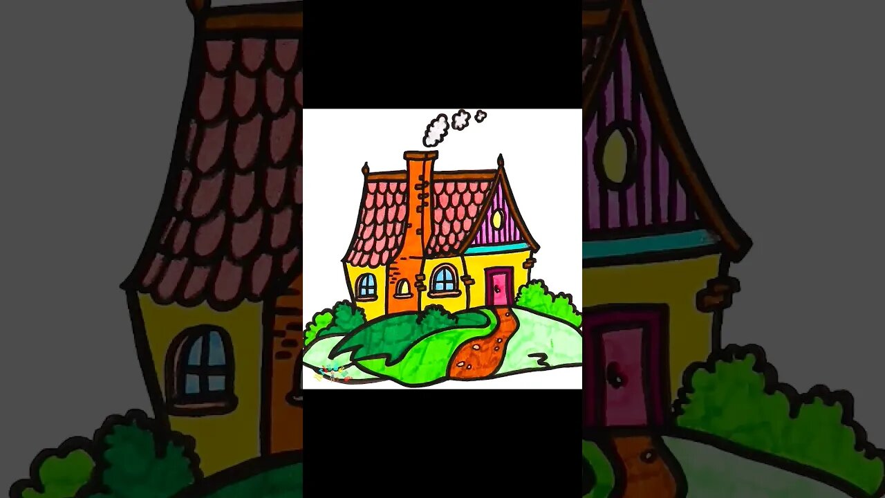 Drawing and Coloring a Village House for Kids & Toddlers | Ariu Land