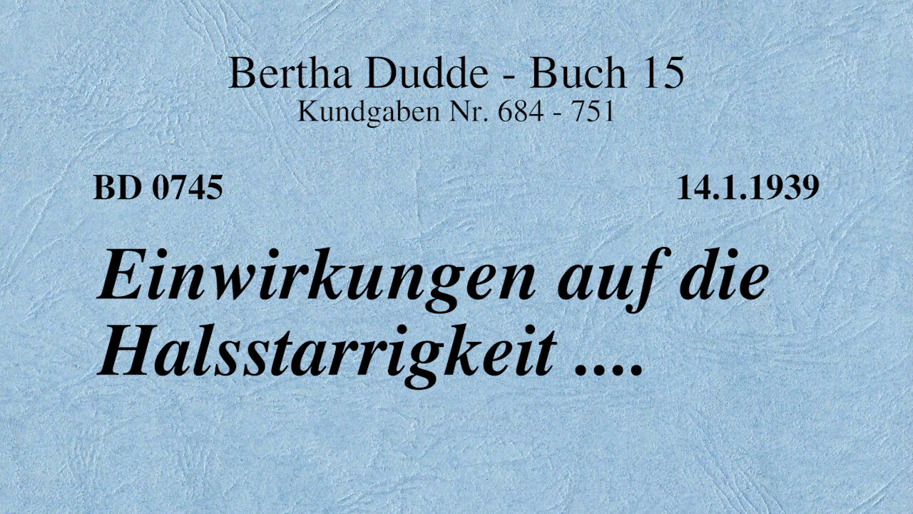 BD 0745 - EINWIRKUNGEN AUF DIE HALSSTARRIGKEIT ....
