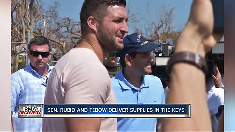 Senator Marco Rubio and Tim Tebow delivered supplies in the Florida Keys on Thursday