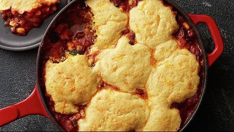 Skillet Black Bean and Corn Tamale Pie
