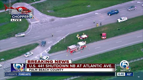 U.S. 441 northbound closed at Atlantic Avenue in western Delray Beach