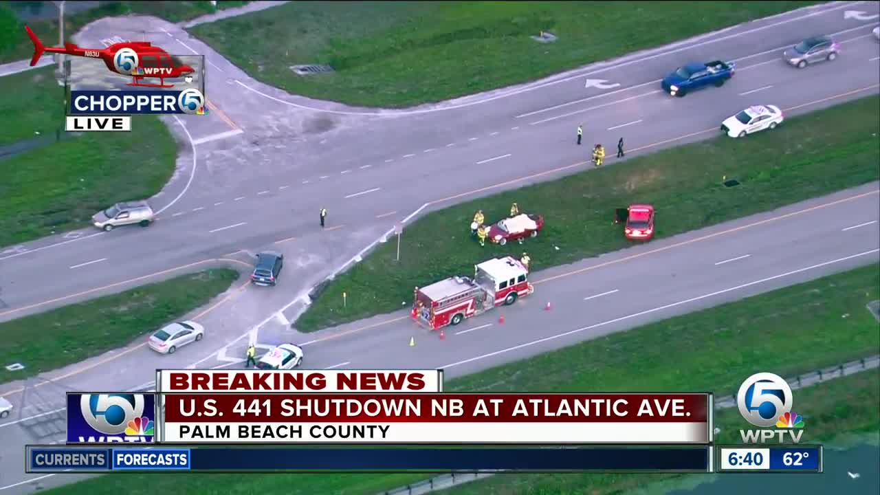 U.S. 441 northbound closed at Atlantic Avenue in western Delray Beach