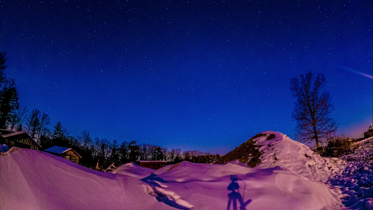 Magical snow dune sunset & moonset star lapse