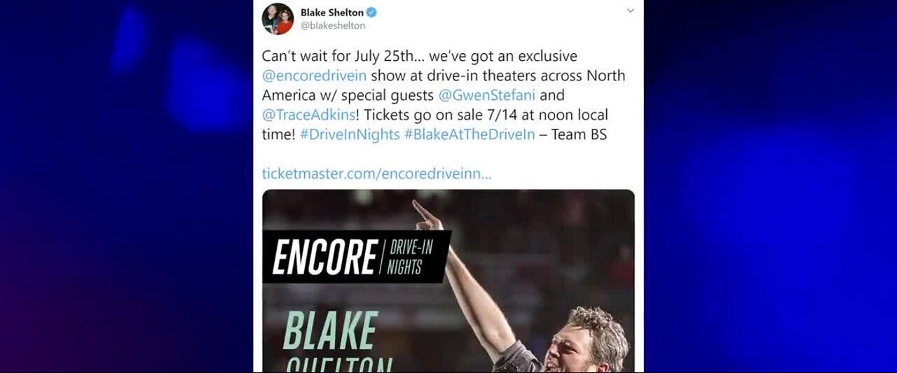 Blake Shelton announces drive-in theater concert