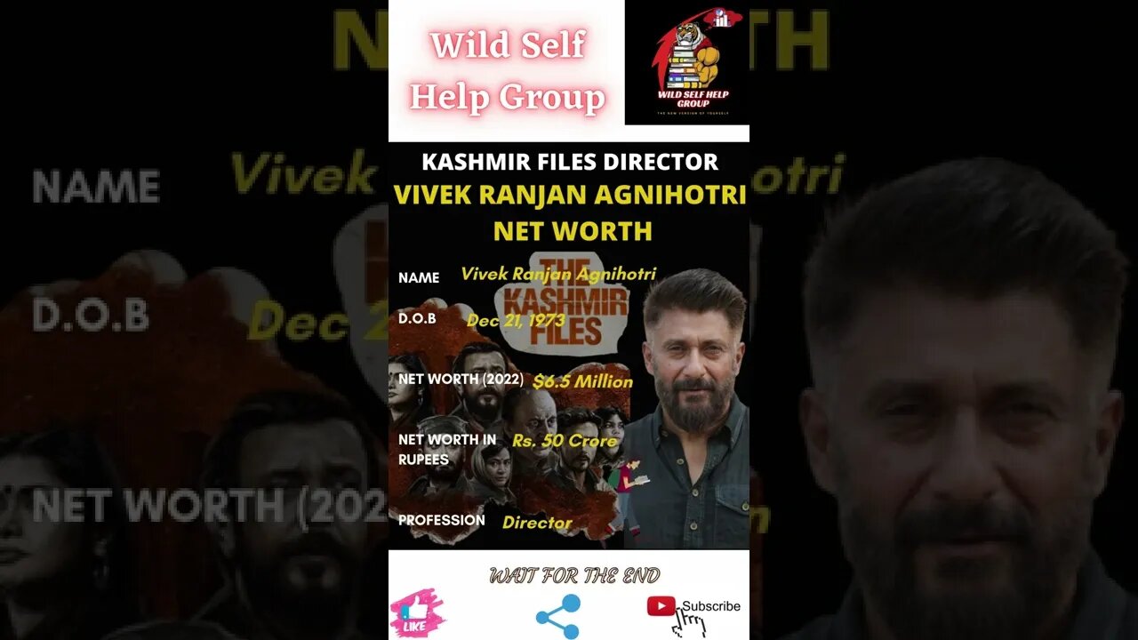 🔥Kashmir Files- Director Vivek Agnihotri Net Worth🔥#shorts🔥#wildselfhelpgroup🔥30 march 2022🔥