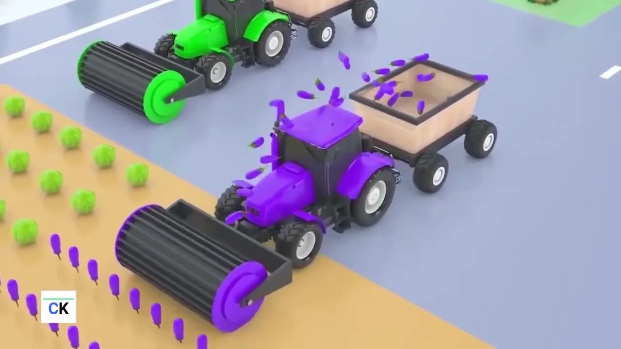 Colour songs for kids using Truck Excavators & car tractors