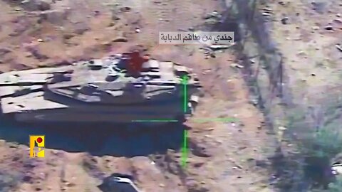 🇱🇧🇮🇱Hezbollah footage of an Israeli Merkava Mk.4 tank being hit by an Almas ATGM near the town