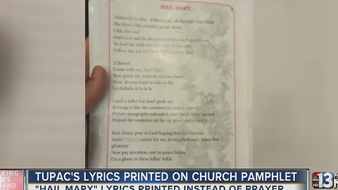 Tupac's 'Hail Mary' printed for Catholic service