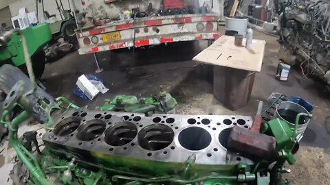 John Deere 6068 engine reassembly.