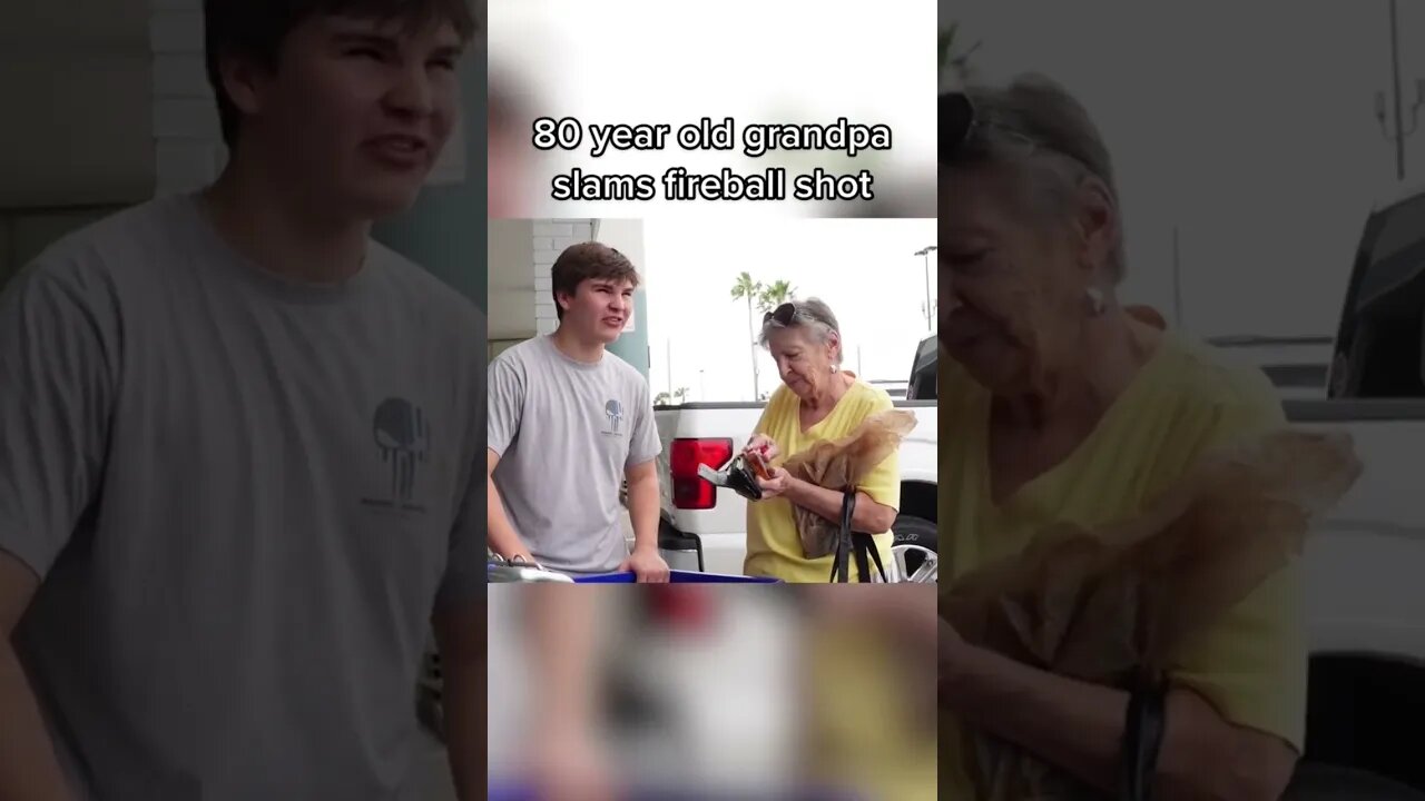 Grandma slams fireball shots